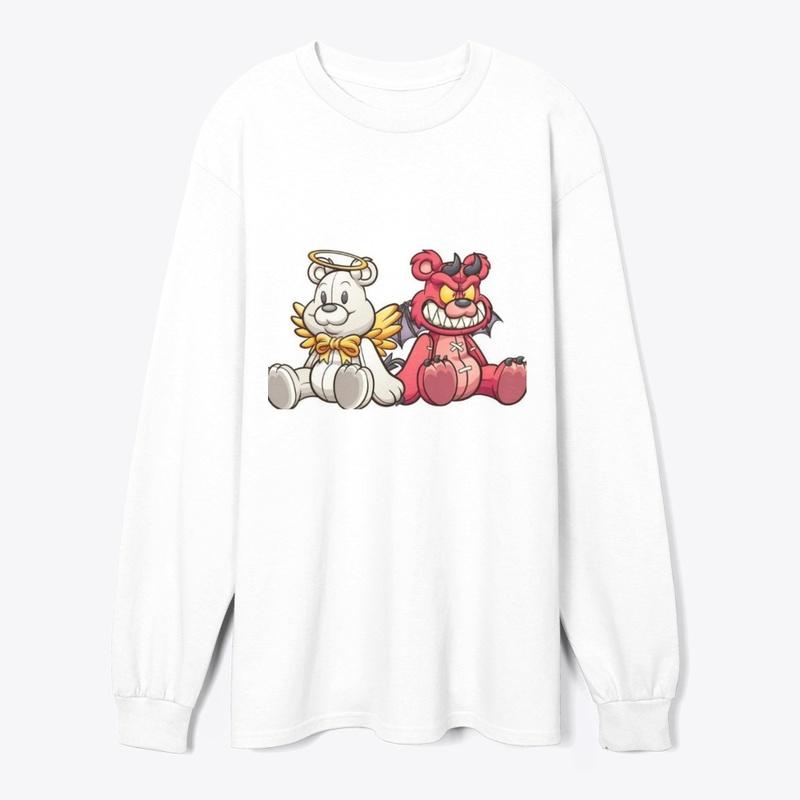 Angel/demon teddy bear long sleeve tee. 